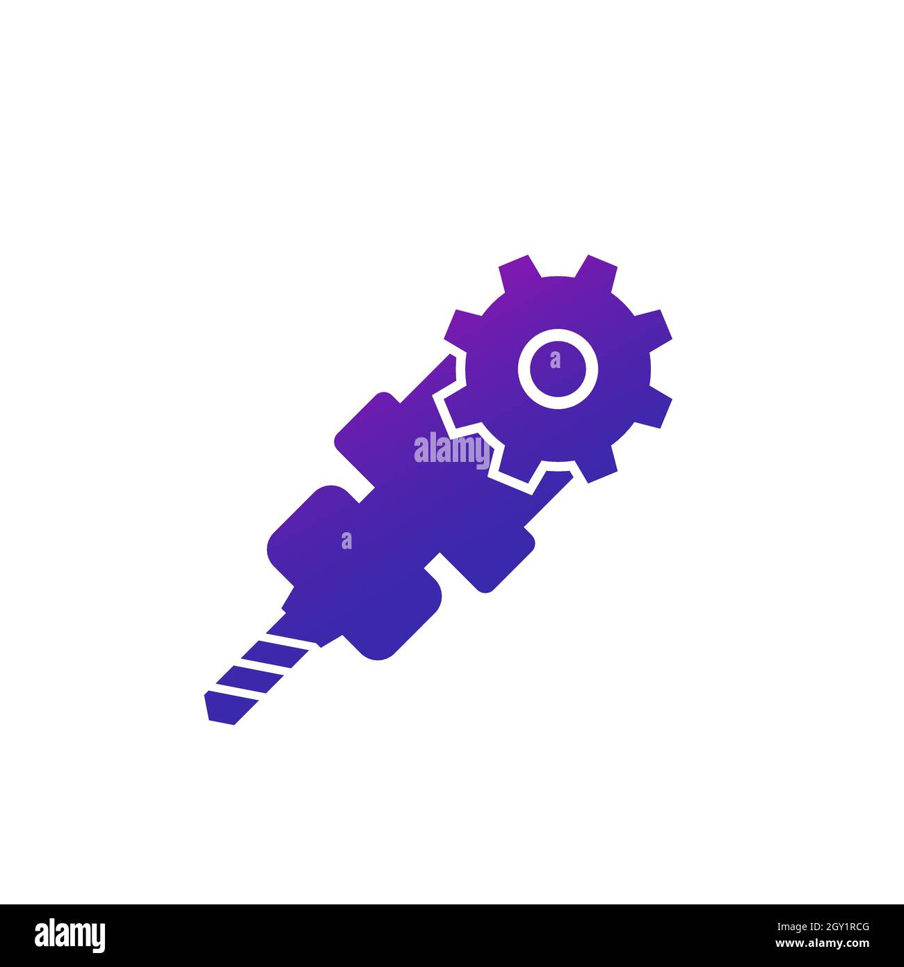 CNC machine service, icon with drill and gear Stock Vector