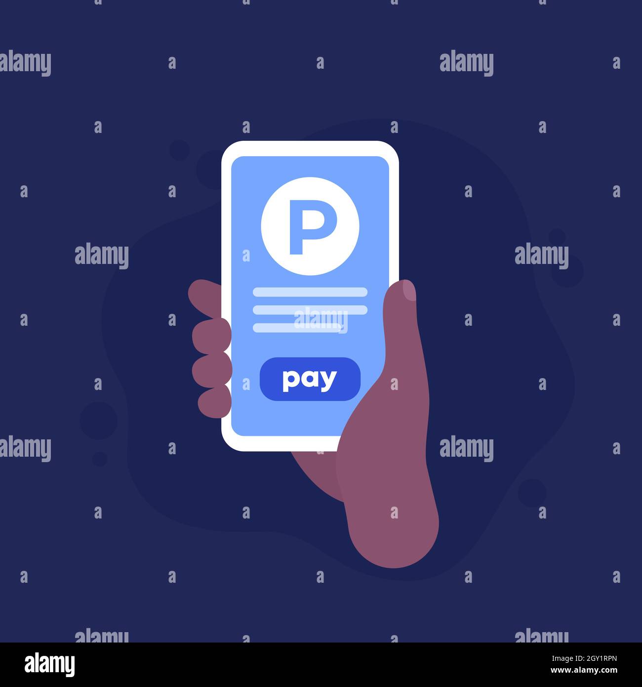 parking pay with app, phone in hand, vector icon Stock Vector