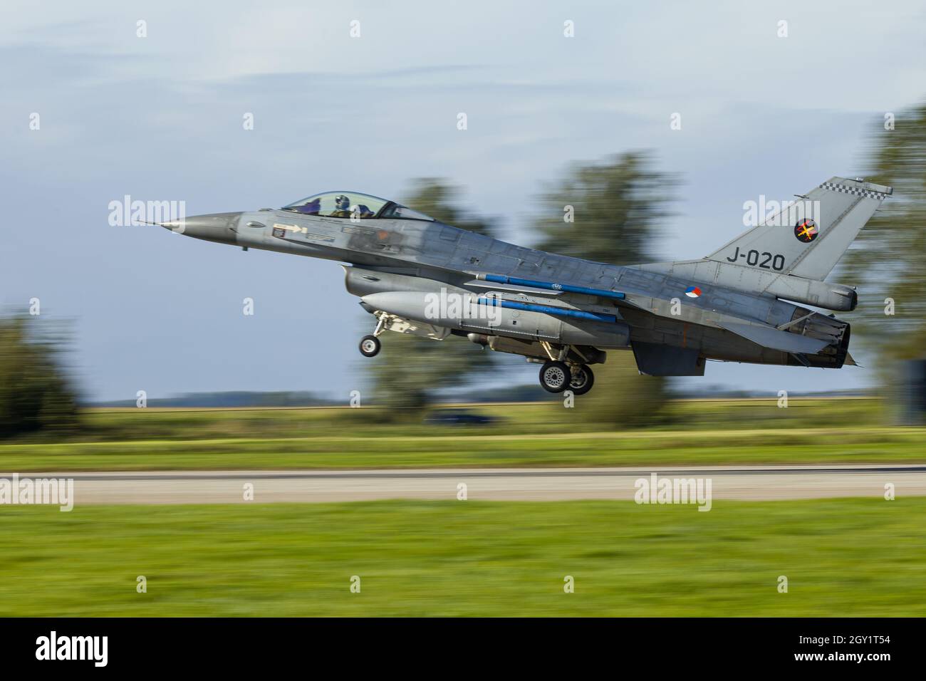 Leeuwarden Netherlands Oct. 4 2021 Weapon Instructor Course F-16 landing Stock Photo