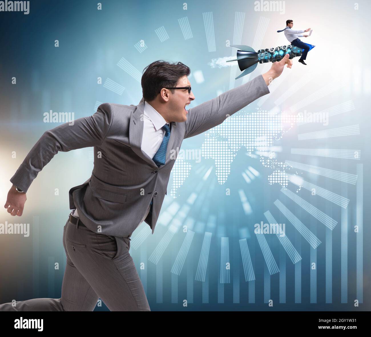 The businessman in start up business concept Stock Photo - Alamy