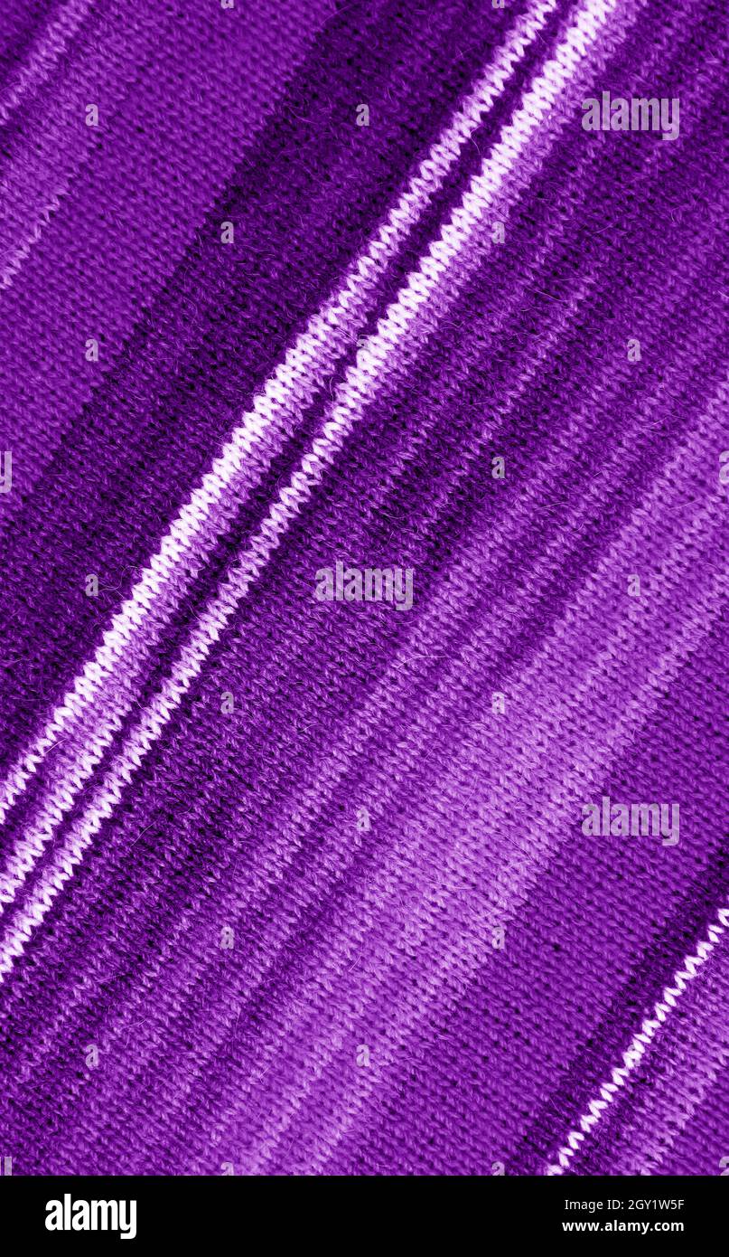 Diagonal Patterns of Alpaca Knitted Wool Fabric in Gradient Purple Striped Stock Photo