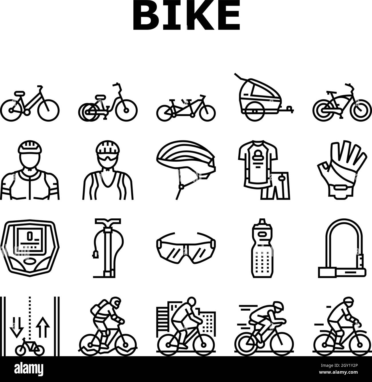 Bike Transport And Accessories Icons Set Vector Stock Vector Image