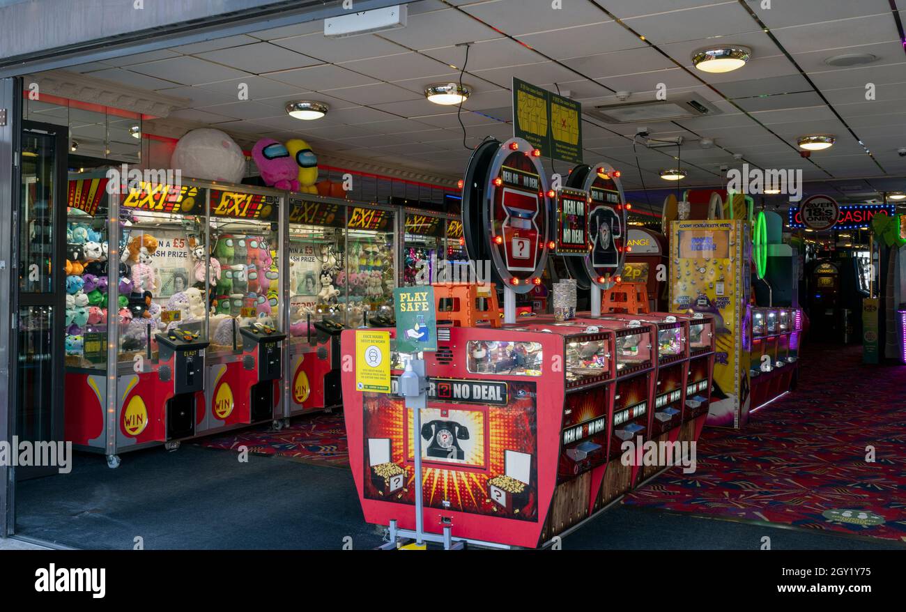 Colourful amusement arcade interior. Stock Photo