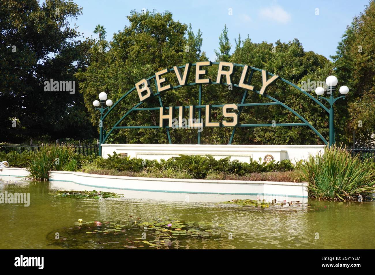 Famous Beverly Hills Sign, Beverly Hills, Los Angeles, California, United States of America, USA Stock Photo