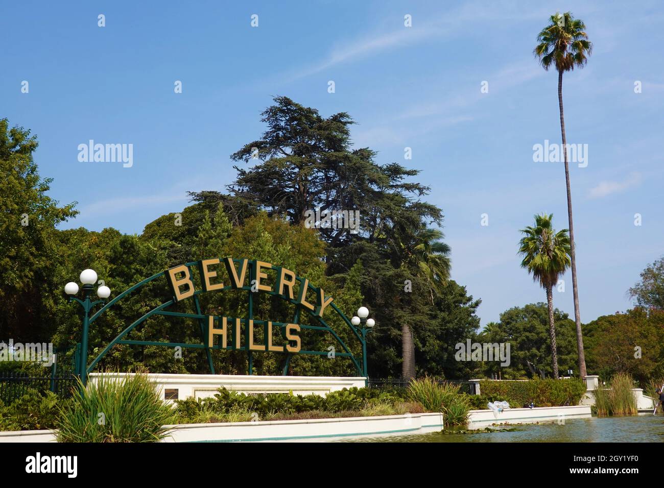 Famous Beverly Hills Sign, Beverly Hills, Los Angeles, California, United States of America, USA Stock Photo