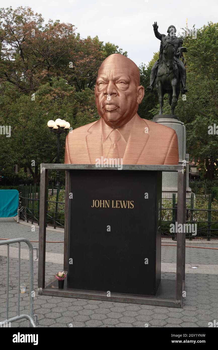 Sculpture of John Lewis, civil rights activist and America statesman in