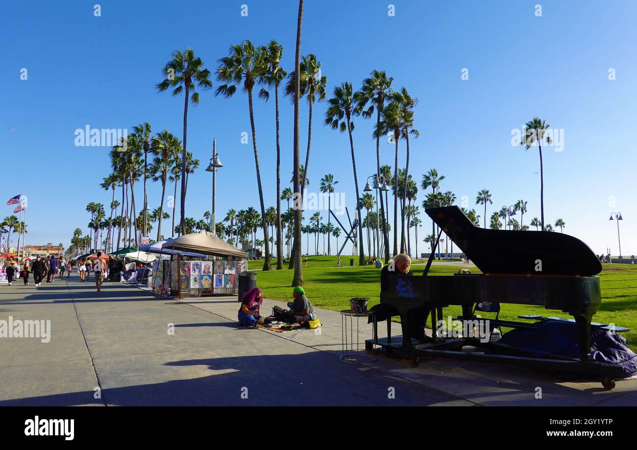 Venice Beach Board Walk, Los Angeles, California, United States of America USA Stock Photo