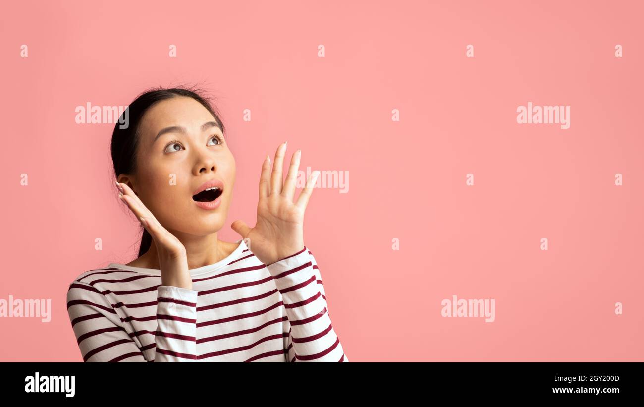 Asian happy shocked face hi-res stock photography and images - Alamy