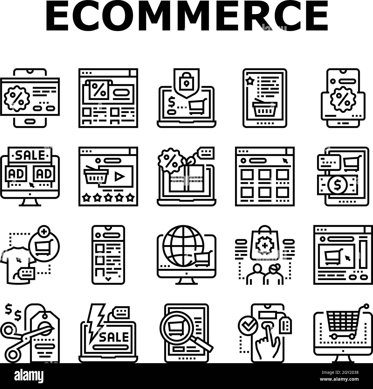 Ecommerce And Online Shopping Icons Set Vector Stock Vector Image & Art ...