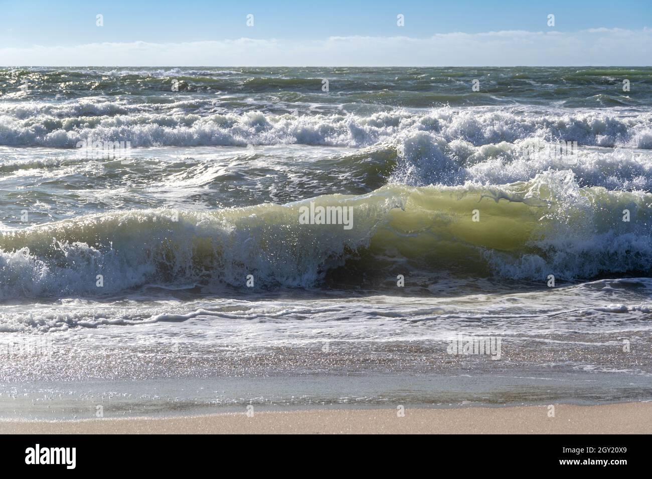 Dutch North Sea coast on a stormy day Stock Photo