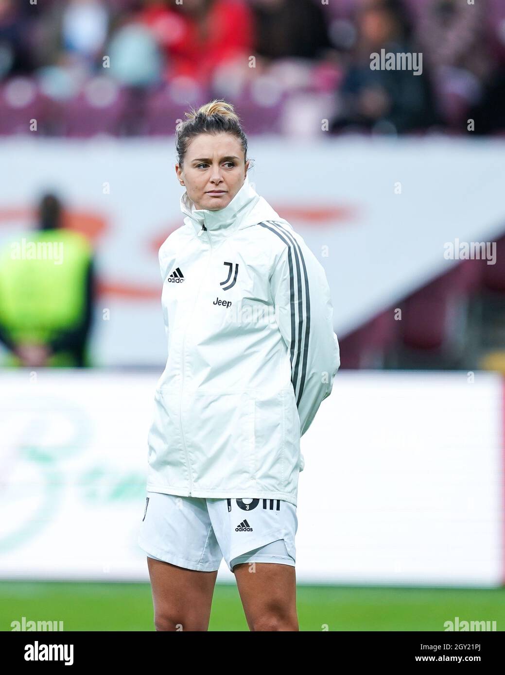 Geneva, Switzerland. 06th Oct, 2021. Cristiana Girelli (10 Juventus) looks  on during warm up prior to the UEFA Womens Champions League Group stage  round 1 football match between Servette FCCF and Juventus
