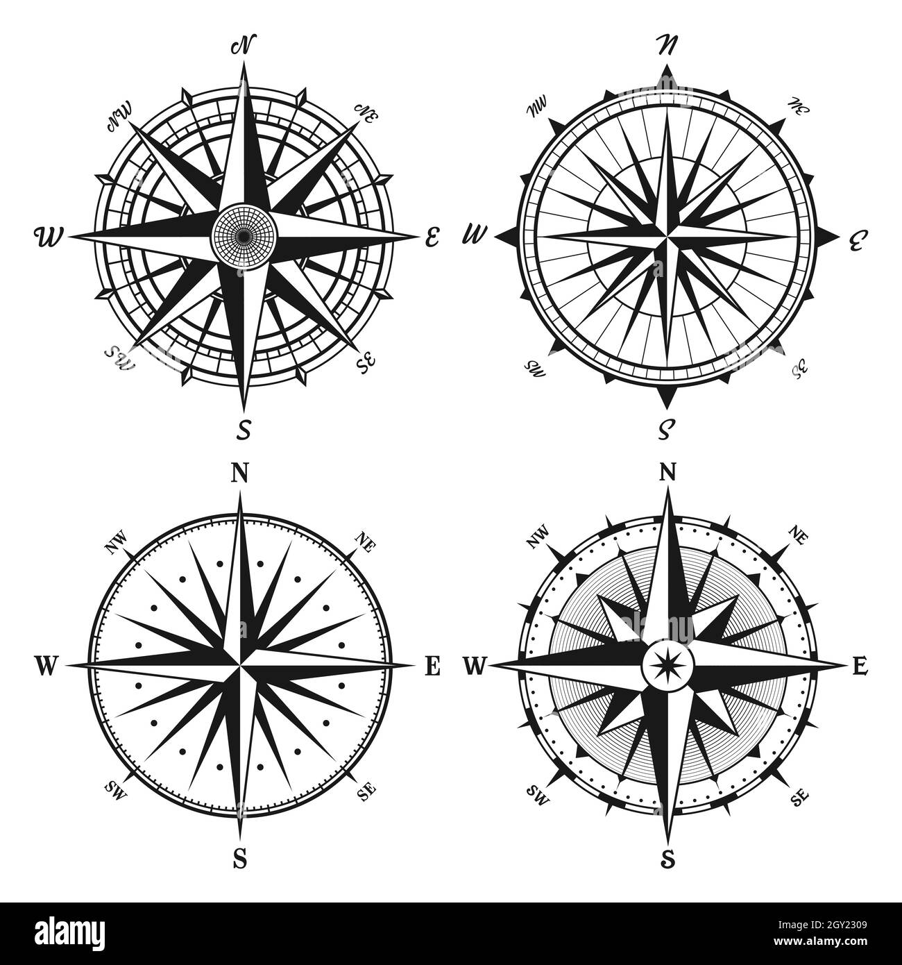 Nautical Compass Vector Art PNG Images