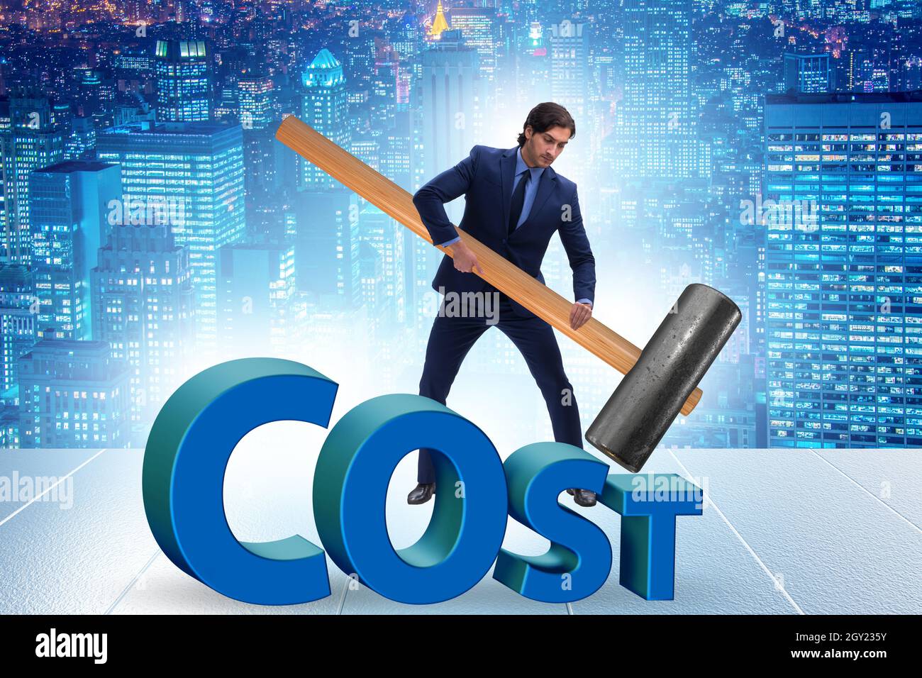Cost optimisation concept with the falling costs Stock Photo Alamy