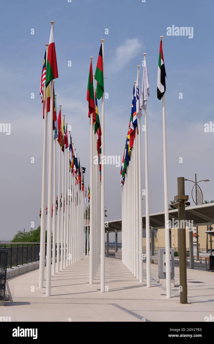 lags of the various countries represented in the Dubai Expo 2020, Dubai ...