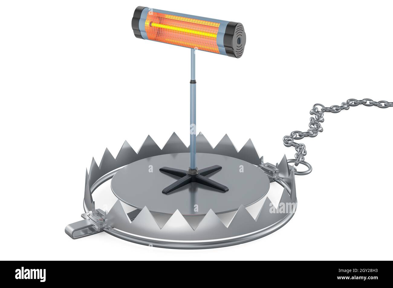 Bear Trap with halogen, infrared heater. 3D rendering isolated on white ...