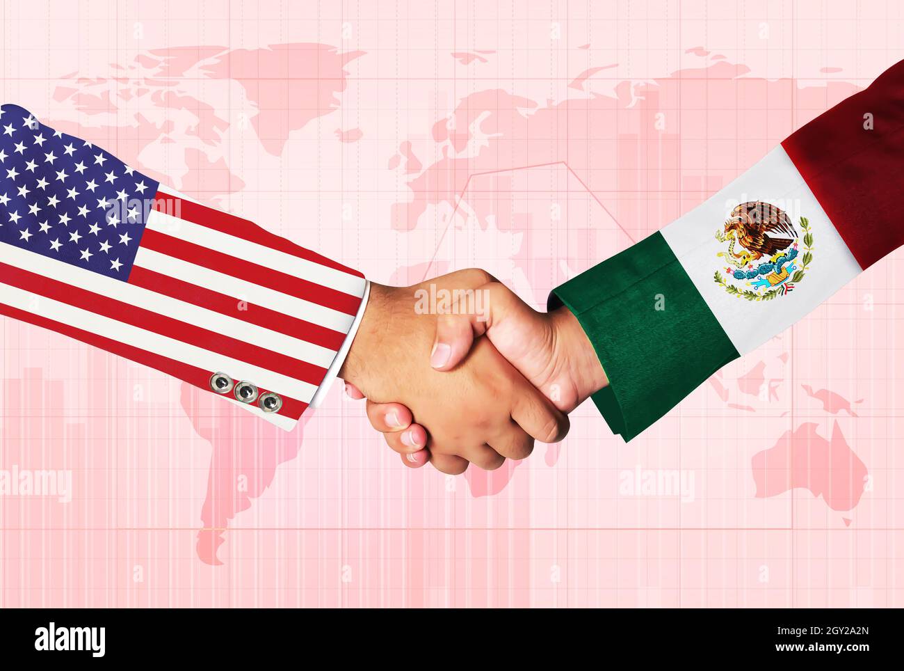 Mexico and United States Joining Hands for business. Modern Business and trade concept background Stock Photo