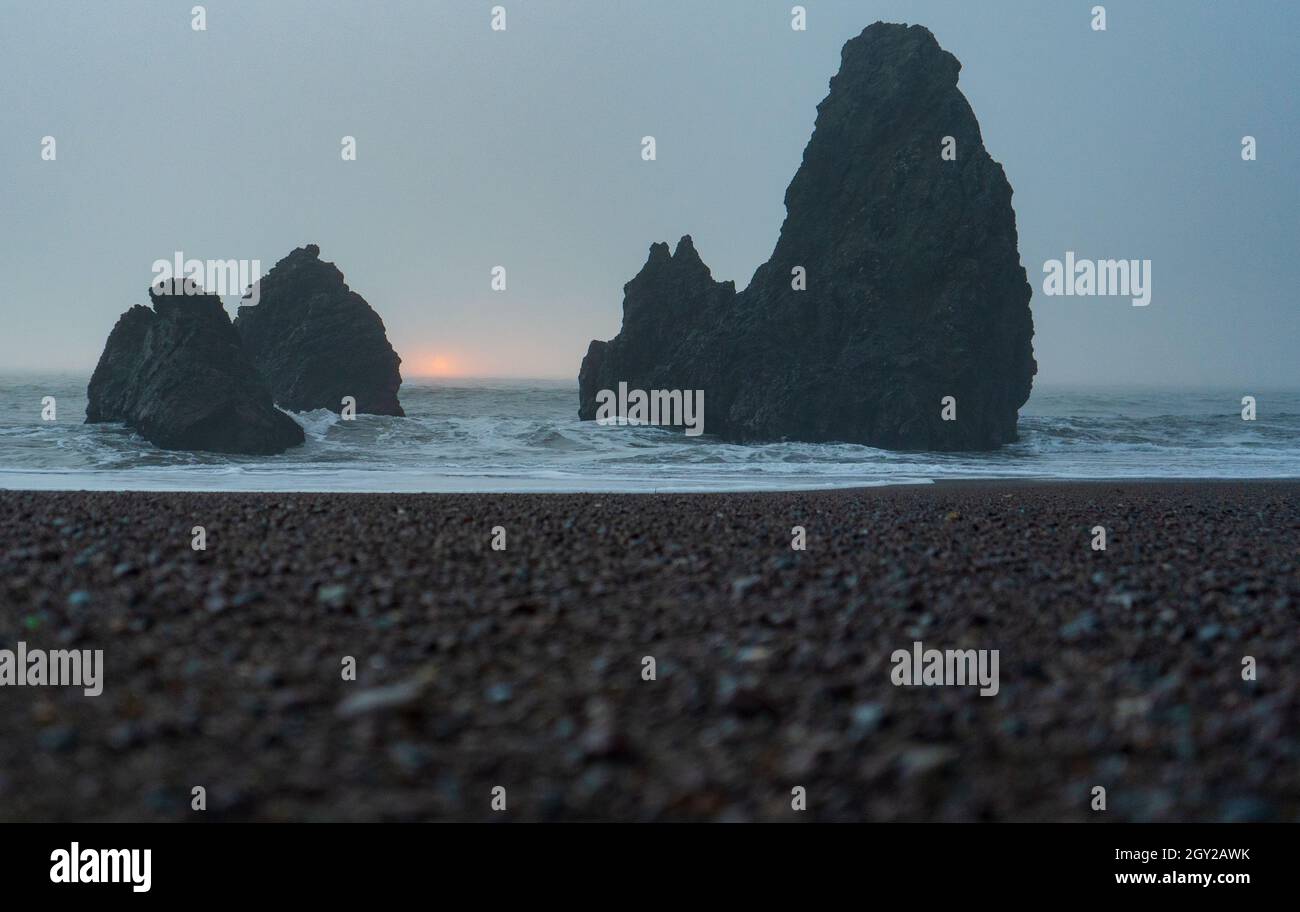Rodeo Beach in San Francisco, Bay Area, sunrise, summer weather Stock