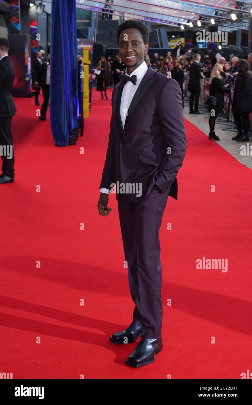Edi Gathegi arrives for The Harder They Fall world premiere at the Royal Festival Hall in London during the BFI London Film Festival. Picture date: Wednesday October 6, 2021. Stock Photo