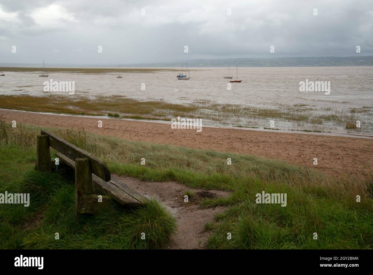 Across the Dee estuary from Wirral Country Park at high tide. Stock Photo