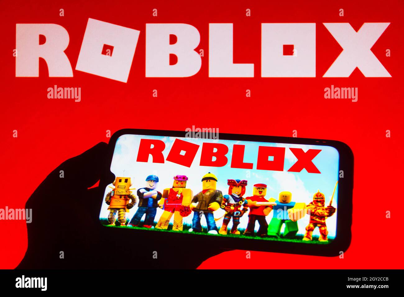 Lagos, Portugal: February 2021; Young boy playing the online game platform,  Roblox on a PC at home Stock Photo - Alamy