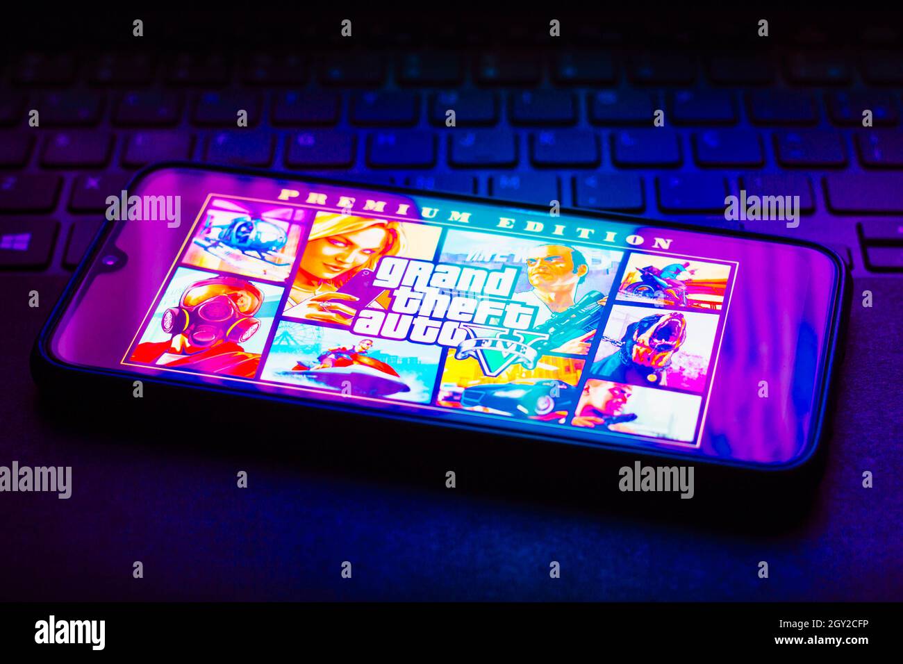 In this photo illustration, a Rockstar Games Inc logo of a video game  publisher is seen on a smartphone and a computer screen. (Photo by Pavlo  Gonchar / SOPA Images/Sipa USA Stock