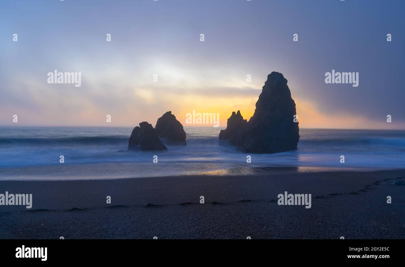 Rodeo Beach in San Francisco, Bay Area, sunrise, summer weather Stock