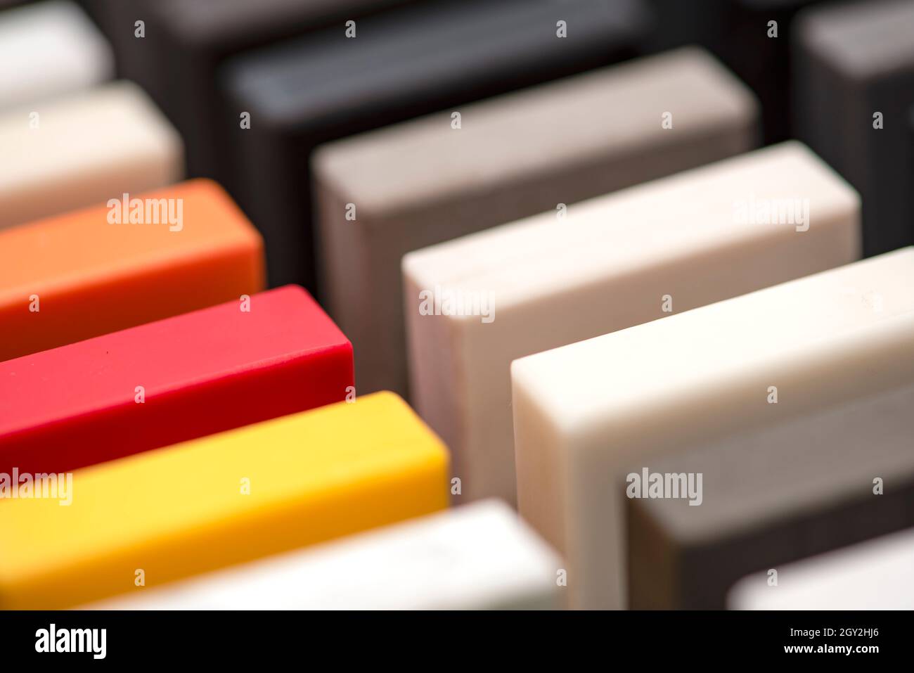 Large selection of stone samples for countertops and floors. Pieces of ...