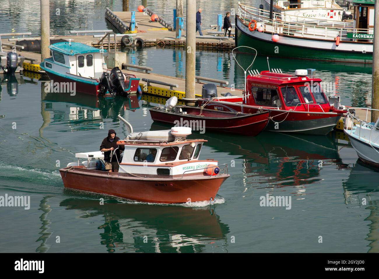 Fishing and tour boats in the Homer Harbor, Homer, Alaska, USA Stock Photo