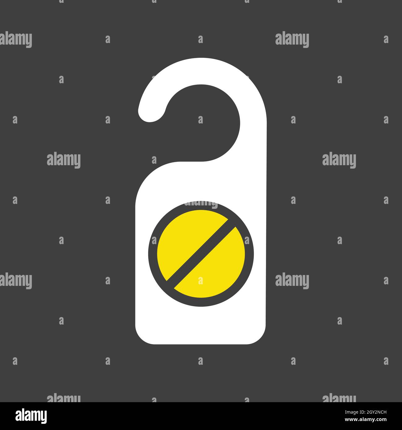 Do not disturb sign vector glyph icon on dark background. Red hotel door warning messages. Graph symbol for travel and tourism web site and apps desig Stock Vector