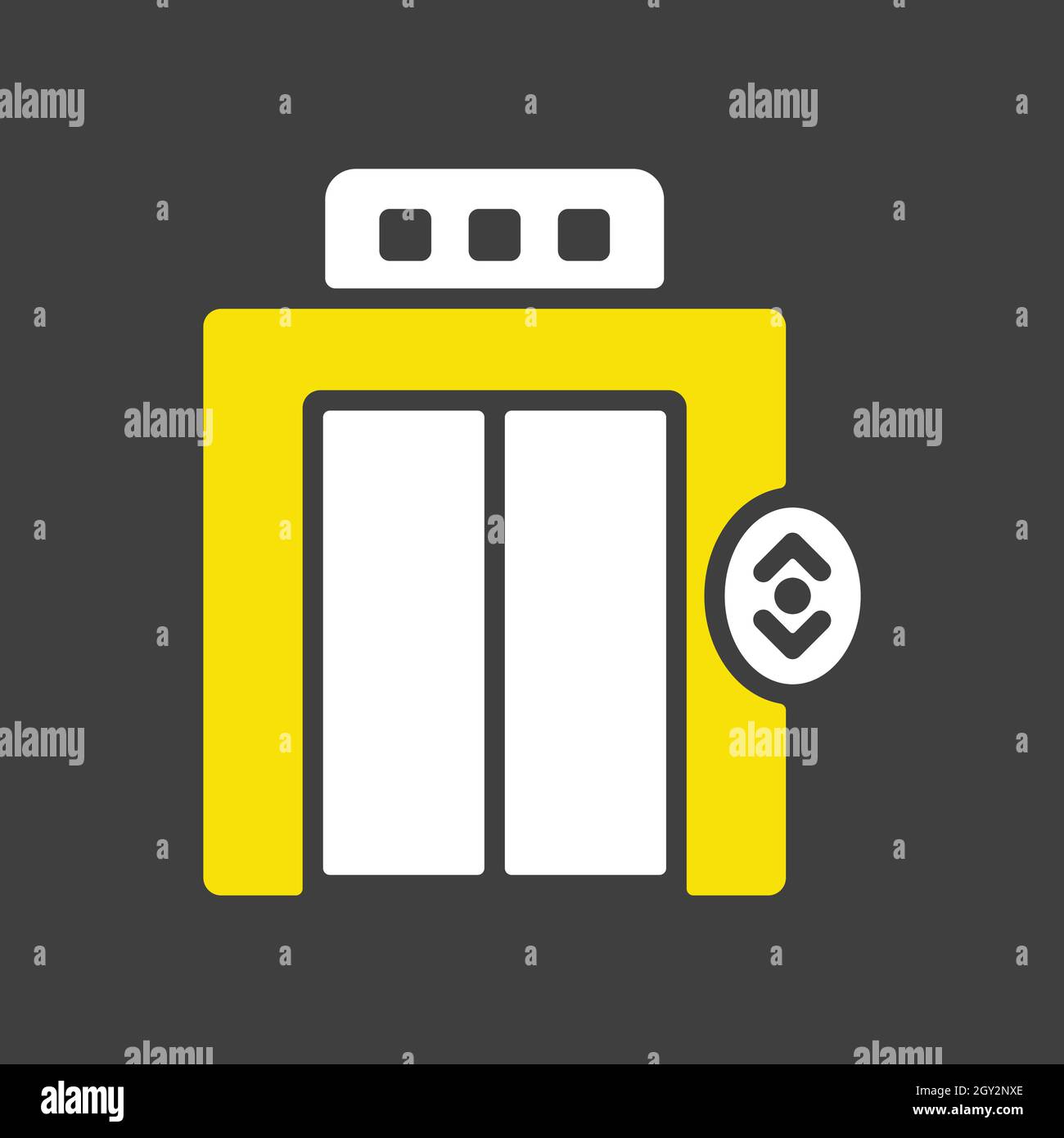 Elevator, lift flat vector glyph icon on dark background. Graph symbol for travel and tourism web site and apps design, logo, app, UI Stock Vector