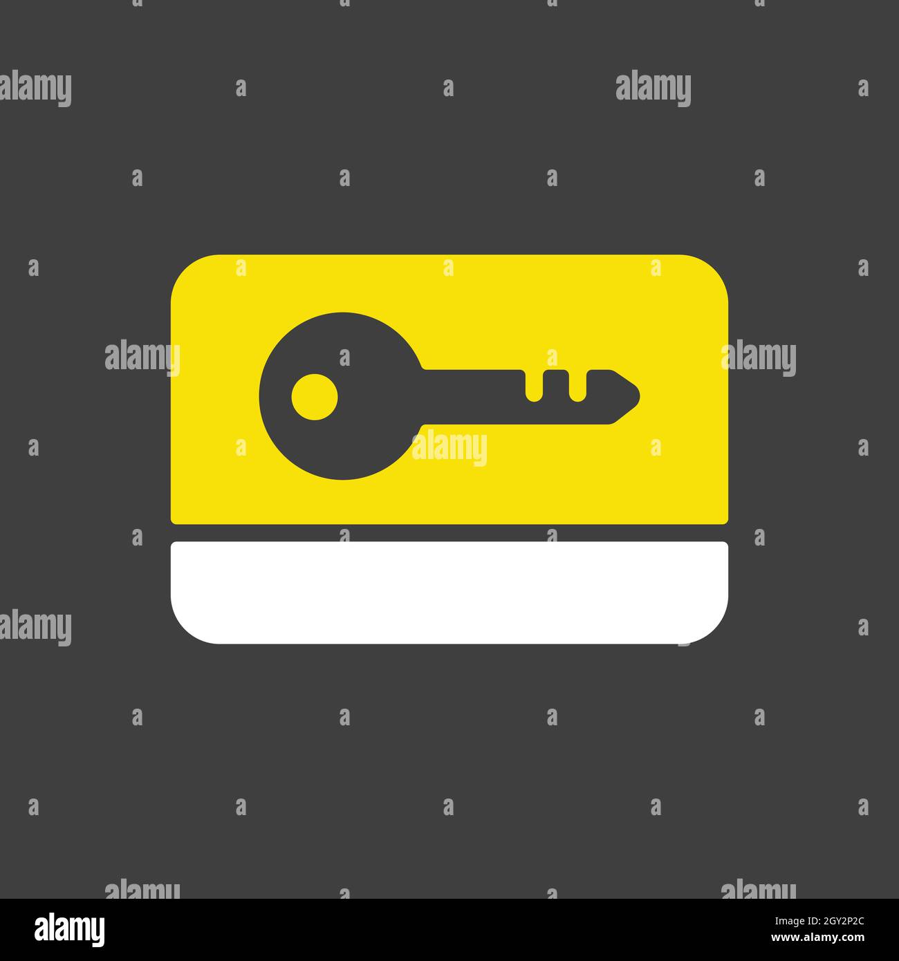 Card key flat vector glyph icon on dark background. Graph symbol for travel and tourism web site and apps design, logo, app, UI Stock Vector