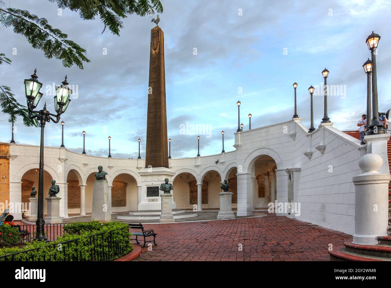 At the tip of the Caco Viejo peninsula, the Plaza de Francia celebrates the role played by France in the construction of the Panama Canal. Stock Photo