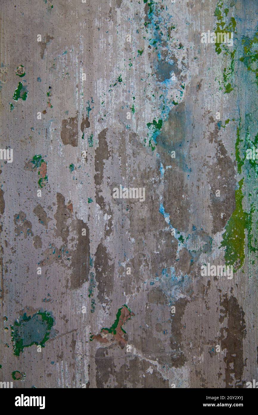 Gray blue and green aged concrete wall background Stock Photo