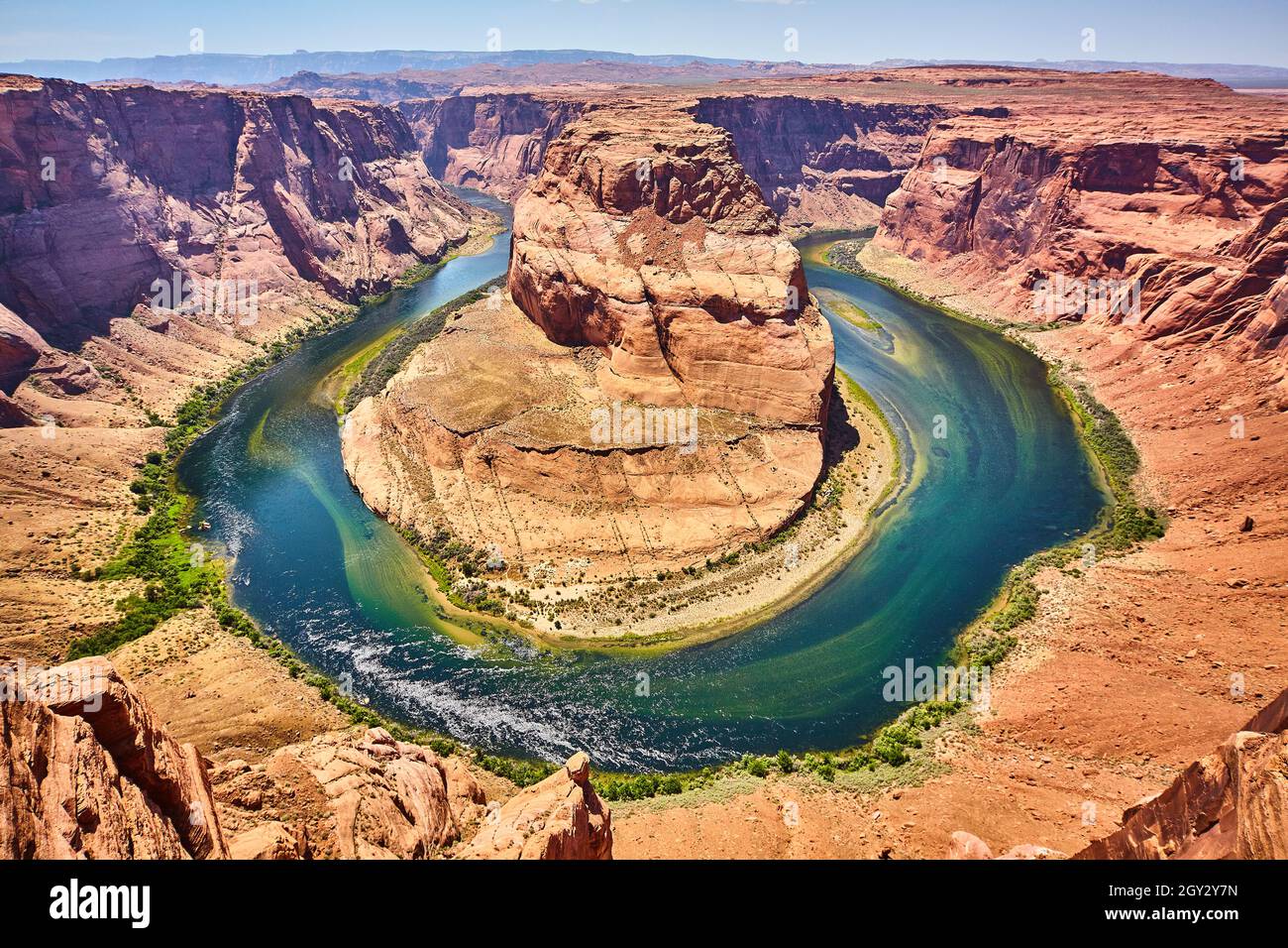 A horseshoe shaped river wrapping around a rocky outcropping Horseshoe ...