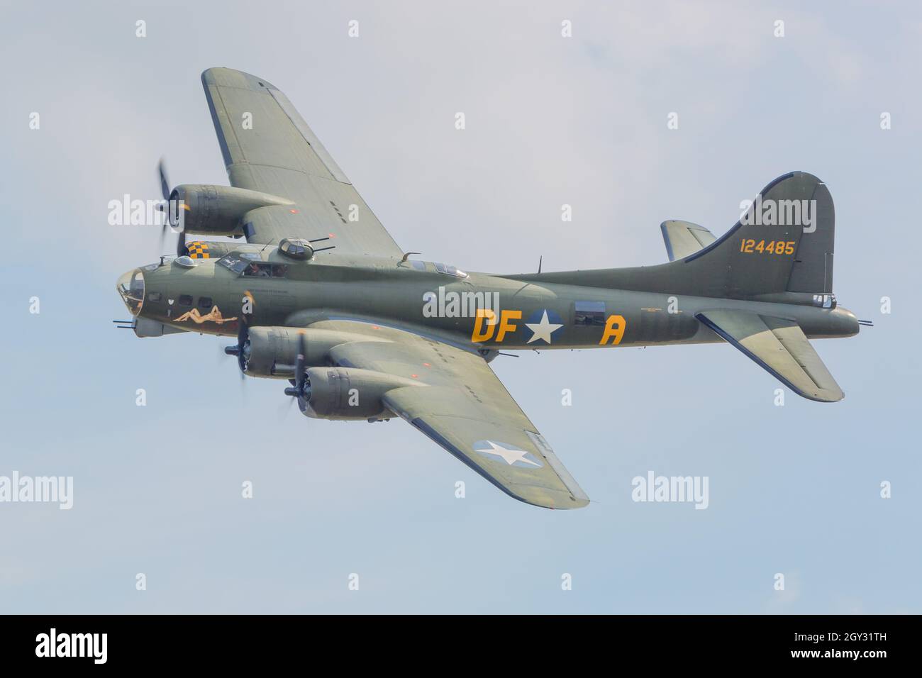 USAAC Boeing B17G Flying Fortress Bomber at Flying Legends Duxford Airshow Stock Photo