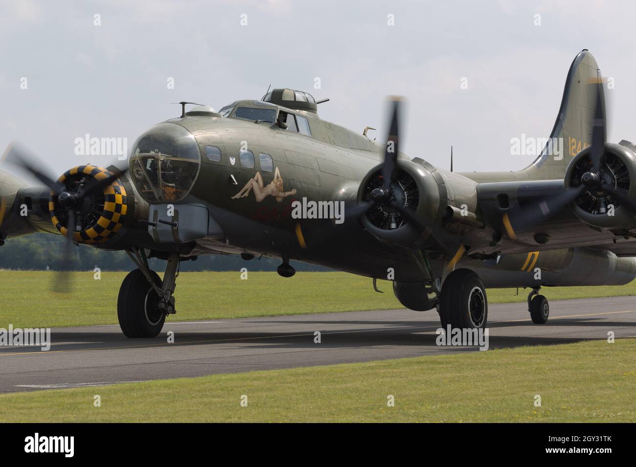 USAAC Boeing B17G Flying Fortress Bomber at Flying Legends Duxford Airshow Stock Photo