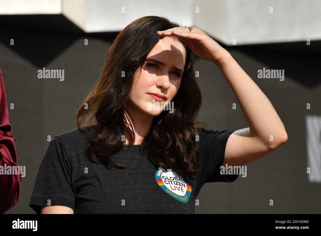 Rachel Brosnahan performs at 2021 Global Citizen Live: New York on September 25, 2021 at Central Park in New York City. Stock Photo