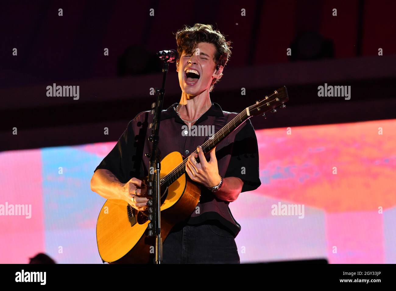 Shawn Mendes performs at 2021 Global Citizen Live: New York on September 25, 2021 at Central Park in New York City. Stock Photo