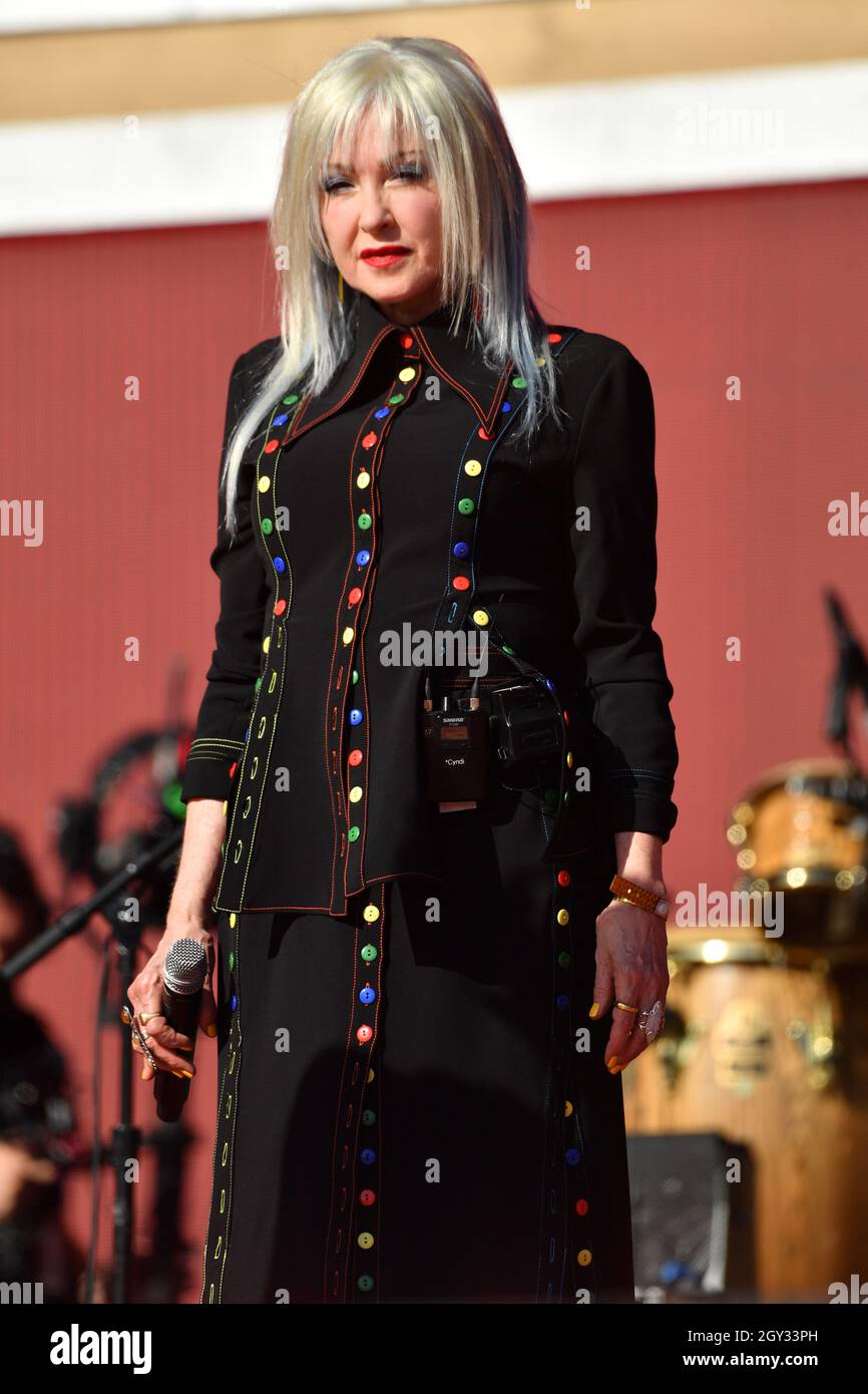 Cyndi Lauper performs at 2021 Global Citizen Live: New York on September 25, 2021 at Central Park in New York City. Stock Photo