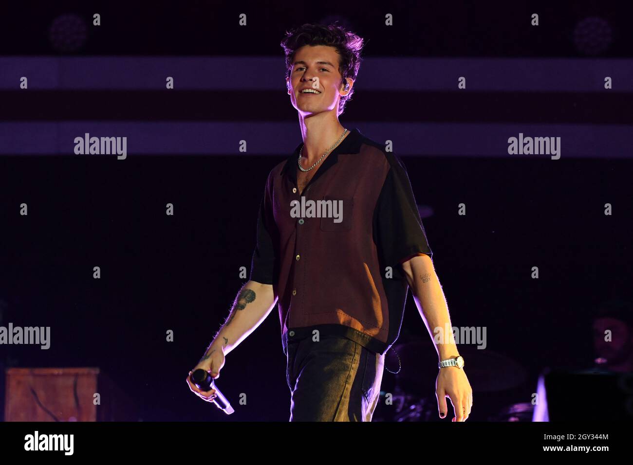 Shawn Mendes performs at 2021 Global Citizen Live: New York on September 25, 2021 at Central Park in New York City. Stock Photo