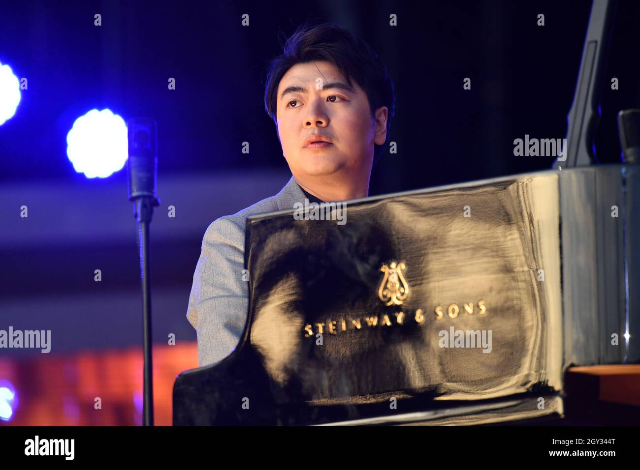 Lang Lang performs at 2021 Global Citizen Live: New York on September 25, 2021 at Central Park in New York City. Stock Photo