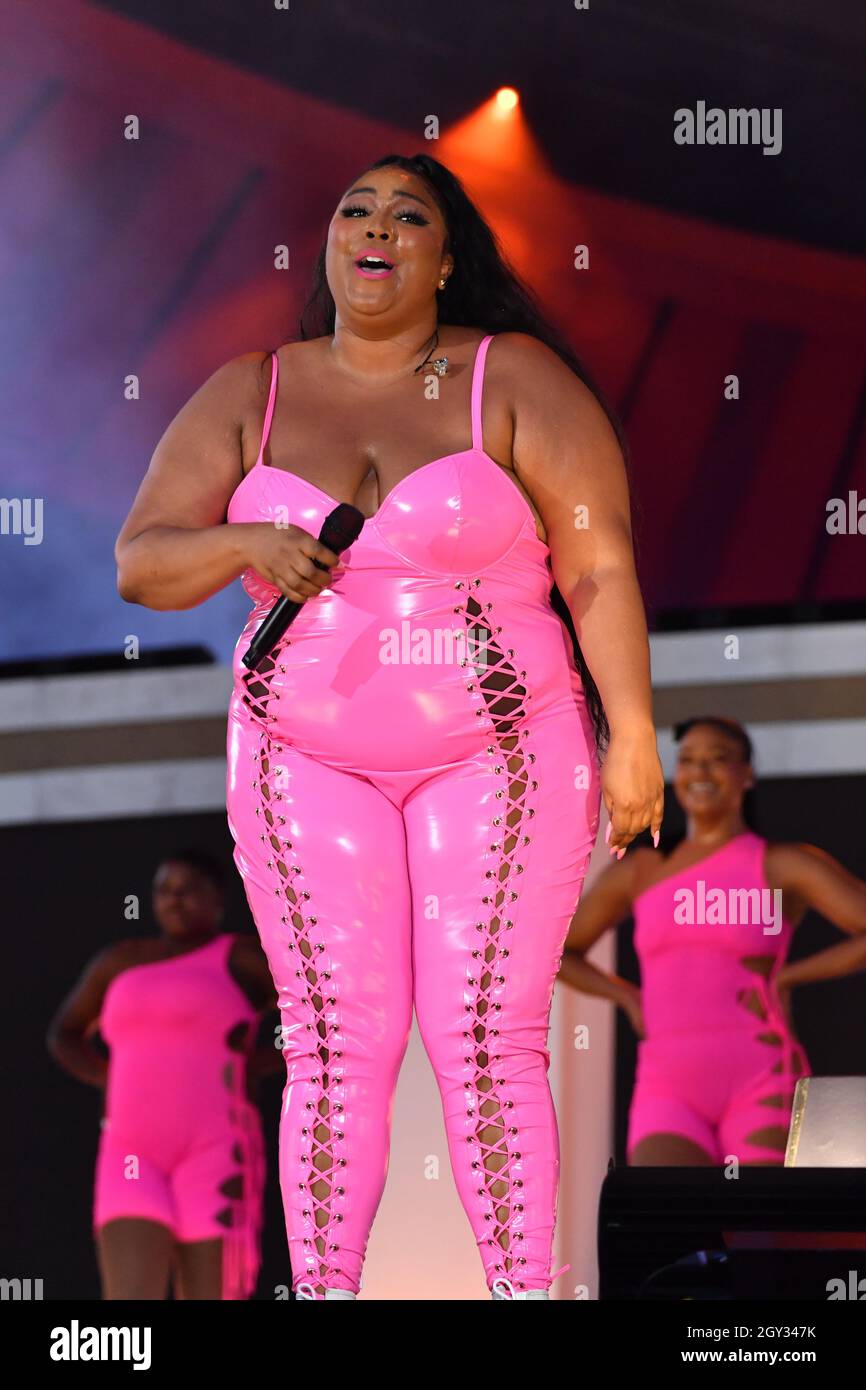 Lizzo performs at 2021 Global Citizen Live: New York on September 25, 2021 at Central Park in New York City. Stock Photo
