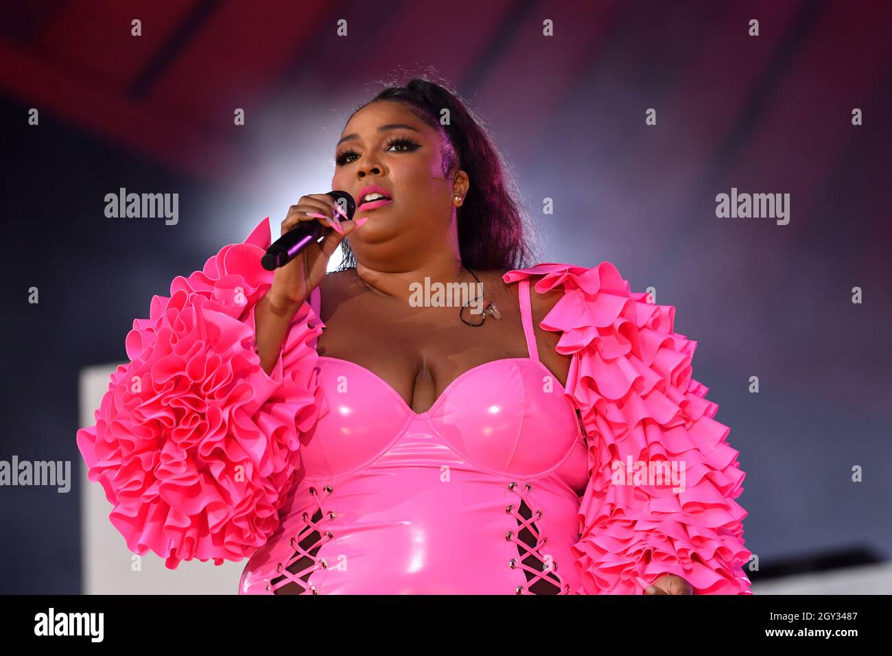 Lizzo performs at 2021 Global Citizen Live: New York on September 25, 2021 at Central Park in New York City. Stock Photo