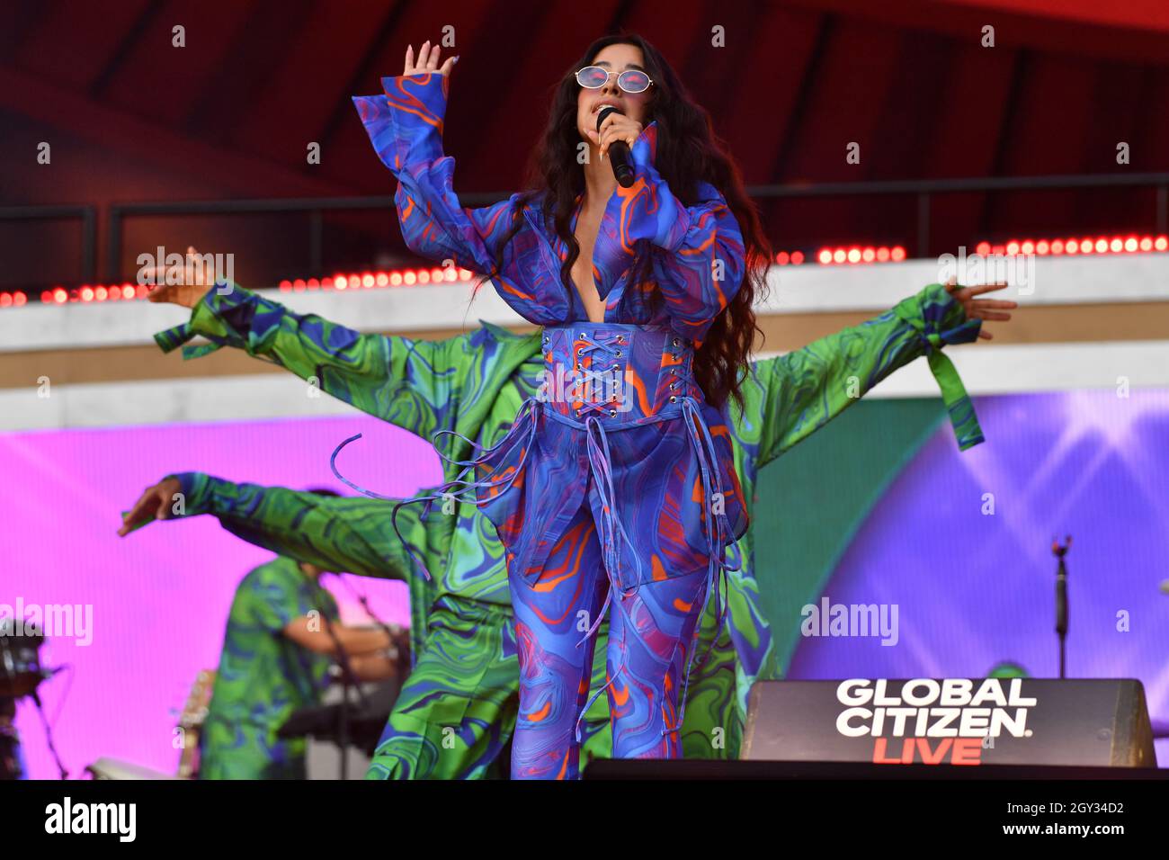 Camila Cabello performs at 2021 Global Citizen Live: New York on September 25, 2021 at Central Park in New York City. Stock Photo