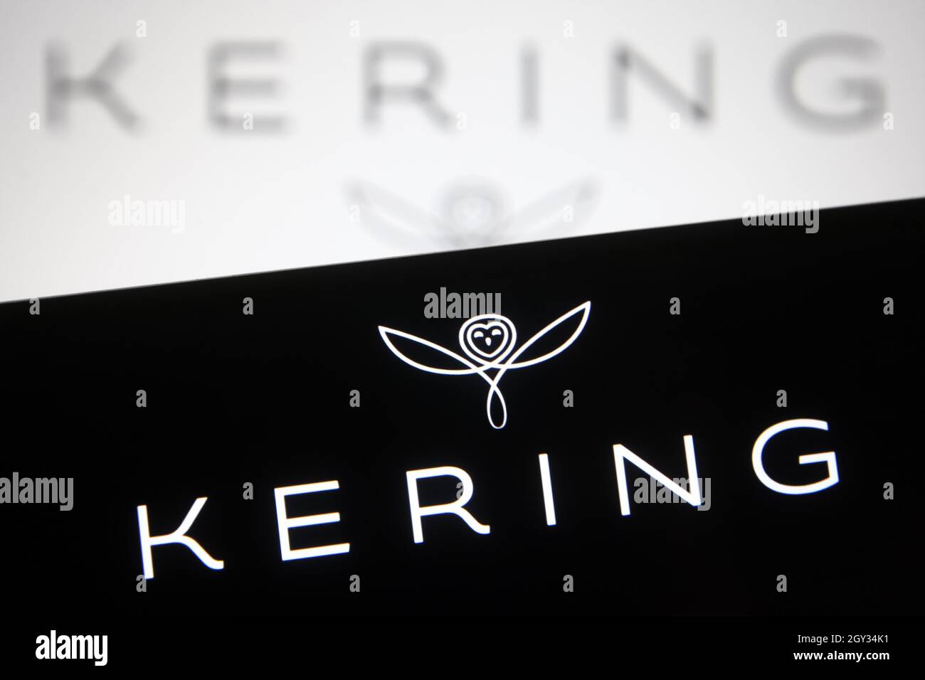 In this photo illustration a Kering S.A. logo of a French-based ...