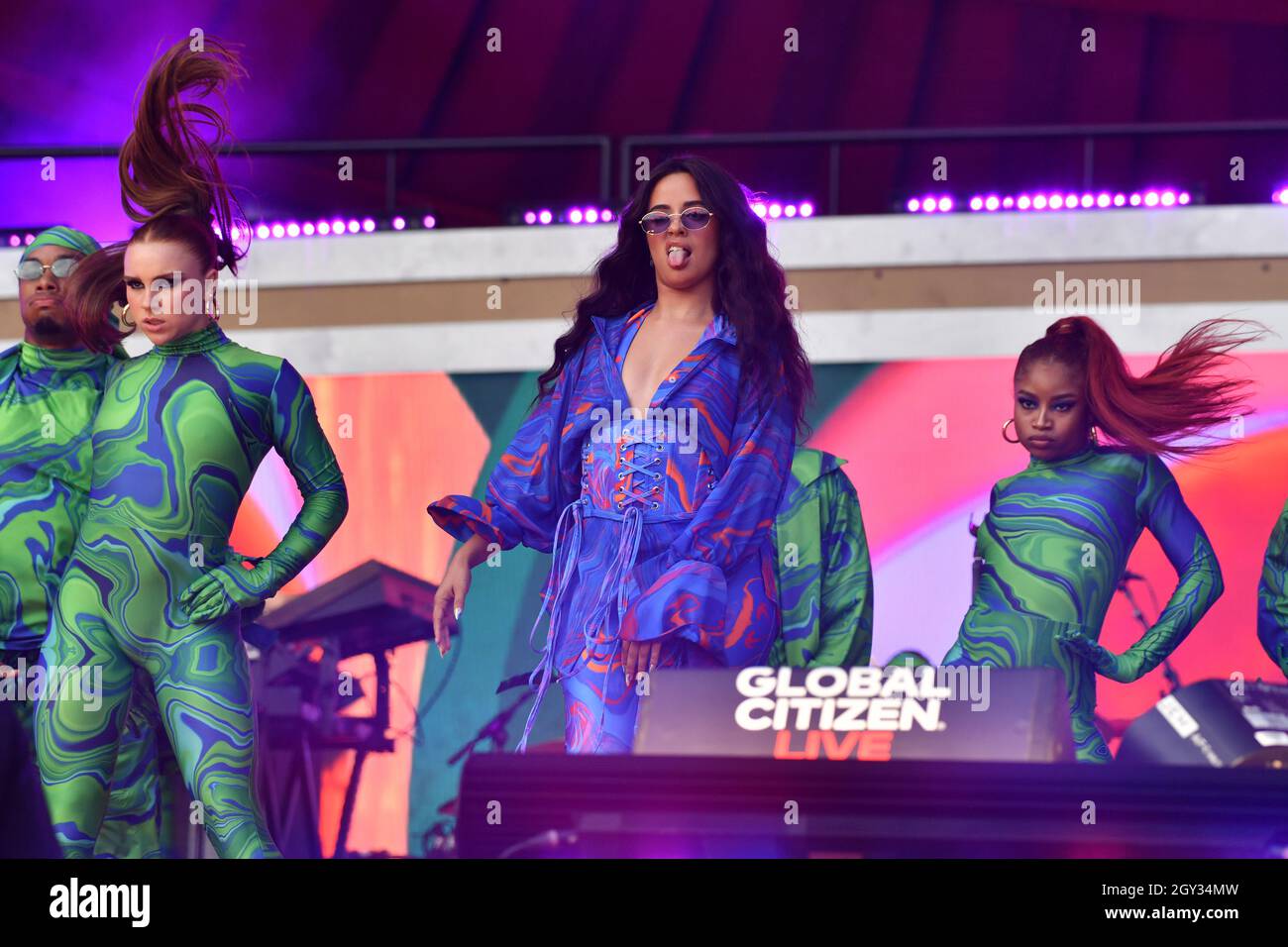 Camila Cabello performs at 2021 Global Citizen Live: New York on September 25, 2021 at Central Park in New York City. Stock Photo