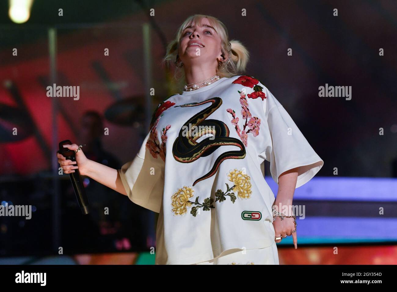 Billie Eilish performs at 2021 Global Citizen Live: New York on September 25, 2021 at Central Park in New York City. Stock Photo