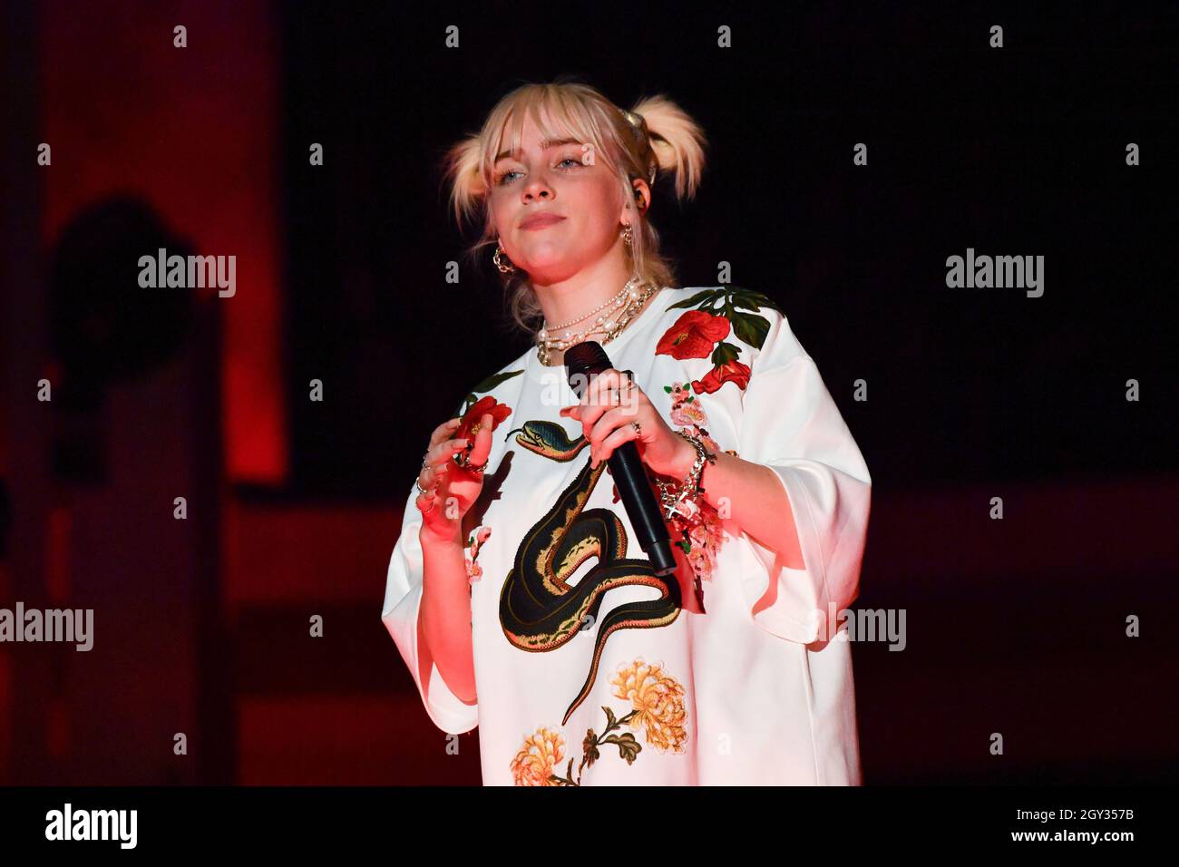 Billie Eilish performs at 2021 Global Citizen Live: New York on September 25, 2021 at Central Park in New York City. Stock Photo