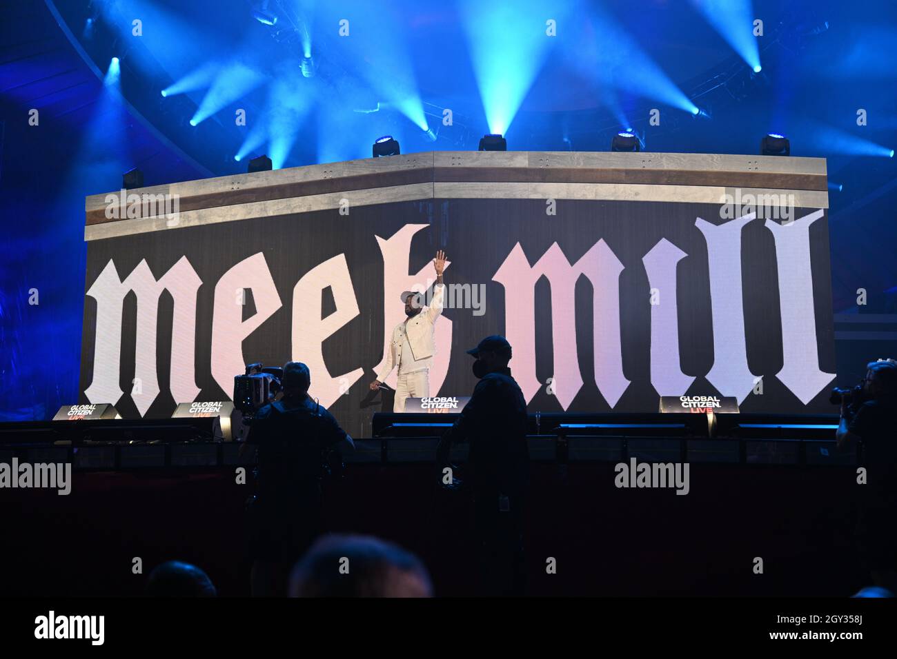 NEW YORK CITY - SEPT 25: Meek Mill onstage during the 2021 Global Citizen  Live: New York on September 25, 2021 in New York City. . (Photo by Sipa USA  Stock Photo - Alamy