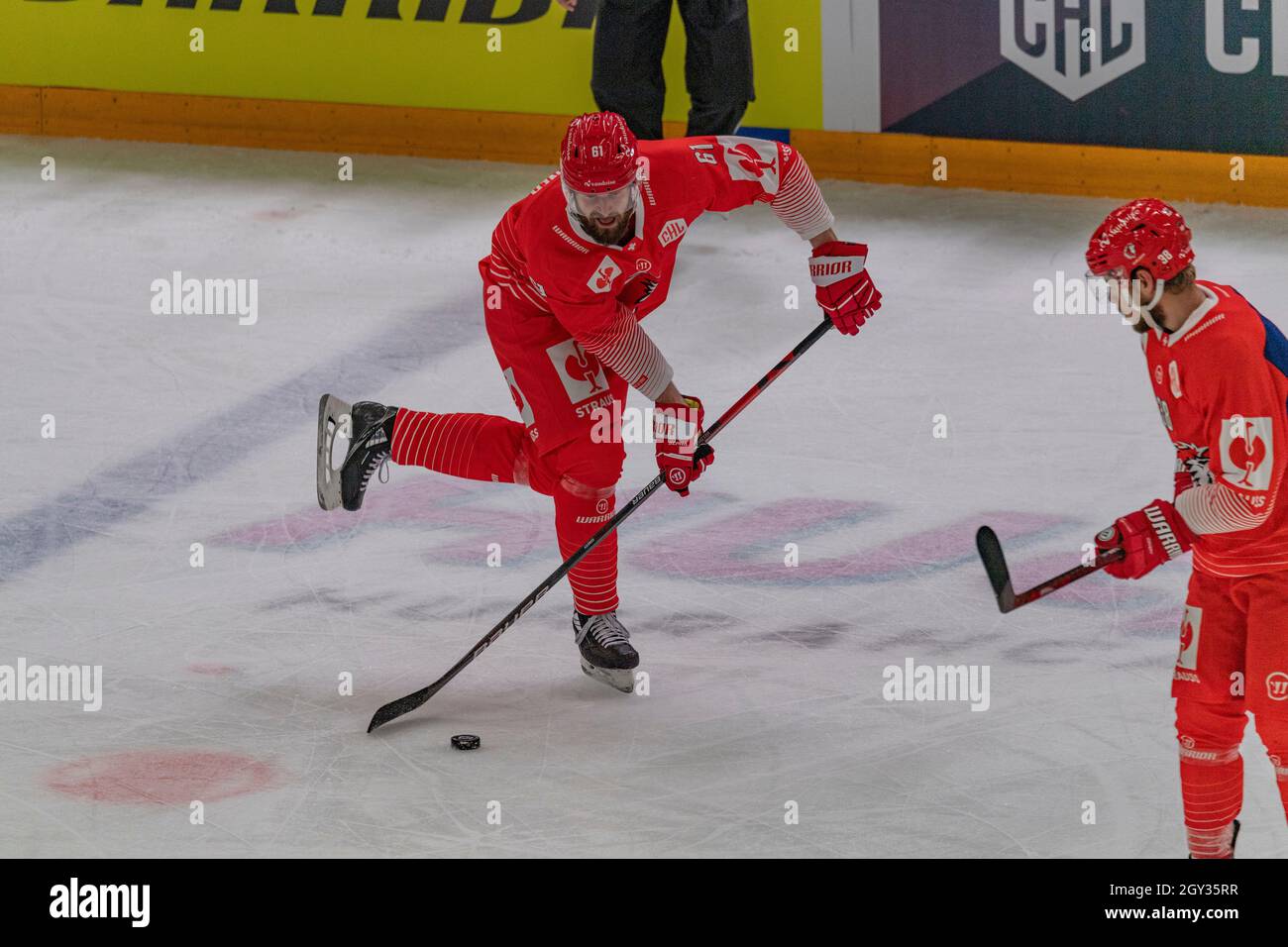 Lausanne, Switzerland. 10th June, 2021. Fabian Heldner of Lausanne Hc is in  action during the 5th day (Group C) of the Champions Hockey League  2021-2022 with the Fc Lausanne Sport and Adler